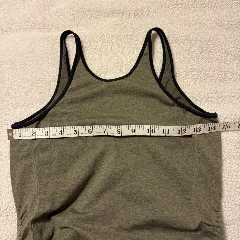 Lululemon In The Flow Ruched Tank Top Olive Heathered Fatigue Green
